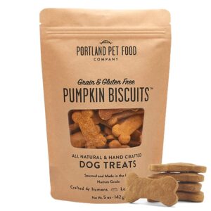 crafted by humans loved by dogs portland pet food company grain-free & gluten-free biscuit dog treats (1-pack 5 oz) — pumpkin flavor — all natural, human-grade, made in the usa