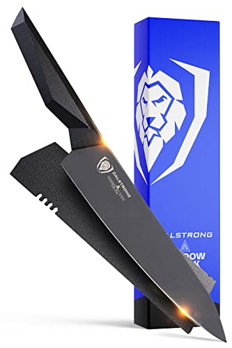 Dalstrong Shadow Black Series Black Titanium Nitride Coated High Carbon 7CR17MOV-X Vacuum Treated Steel Chef Kitchen Knife, 8 Inches, Sheath Included