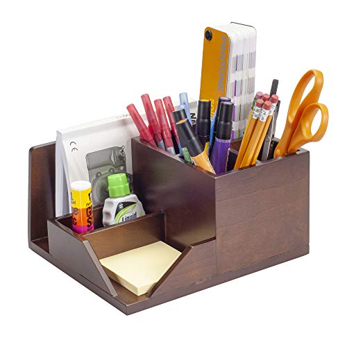 MobileVision Wood Multi-Function Desktop Organizer; Store Stationary Items Like notepads, File folders, paperclips, Business Cards, pens, More