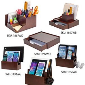 MobileVision Wood Multi-Function Desktop Organizer; Store Stationary Items Like notepads, File folders, paperclips, Business Cards, pens, More