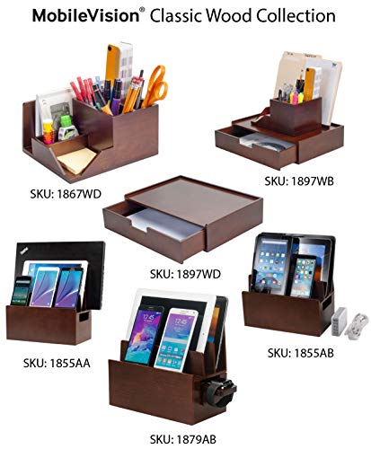 MobileVision Wood Multi-Function Desktop Organizer; Store Stationary Items Like notepads, File folders, paperclips, Business Cards, pens, More