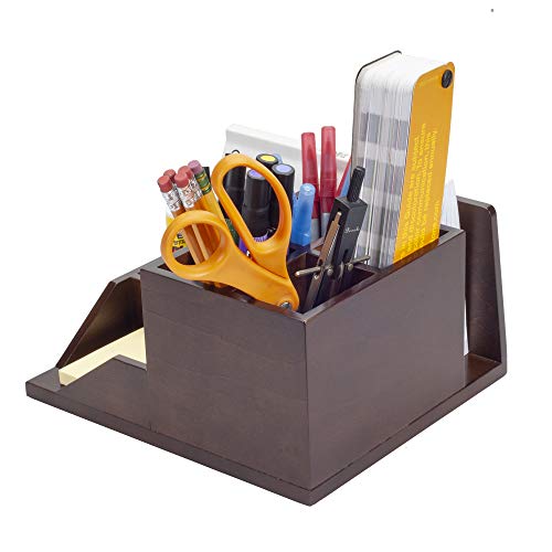 MobileVision Wood Multi-Function Desktop Organizer; Store Stationary Items Like notepads, File folders, paperclips, Business Cards, pens, More