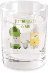 pavilion gift company pavilion-let the party be gin-11 oz low ball 11 oz rocks glass, 1 count (pack of 1), green