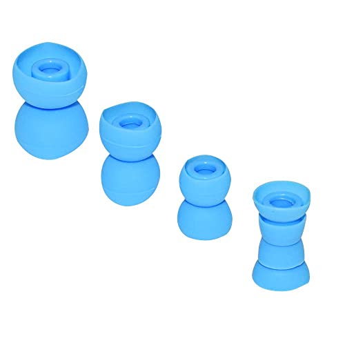 Aquelo 8pcs Replacement Silicone Earphones Earpads Earbud Tips for Beats Powerbeats2 Wireless Stereo Headphones - Small, Medium, Large, and Double Flange (Blue)