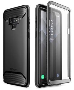 clayco xenon series case for samsung galaxy note 9 (2018 release), full-body rugged case with built-in 3d curved screen protector (black)