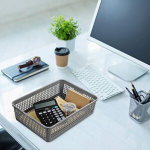Nicesh A4 Size Plastic Basket, Desktop File Storage Organization Tray, Set of 6 (Grey)