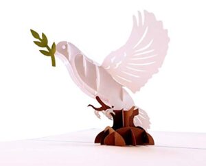 igifts and cards inspirational white dove with olive branch 3d pop up greeting card - religious sympathy card, condolences card, congratulations ordination gift, beautiful priest appreciation present