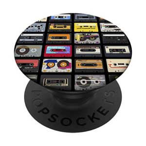 vintage retro tape cassette variety pattern popsockets popgrip: swappable grip for phones & tablets