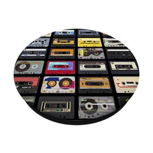 Vintage Retro Tape Cassette Variety Pattern PopSockets PopGrip: Swappable Grip for Phones & Tablets