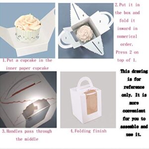 25 Pack Portable Cupcake Boxes Containers With PVC Window Candy Box