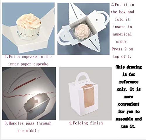 25 Pack Portable Cupcake Boxes Containers With PVC Window Candy Box