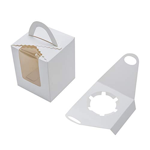 25 Pack Portable Cupcake Boxes Containers With PVC Window Candy Box