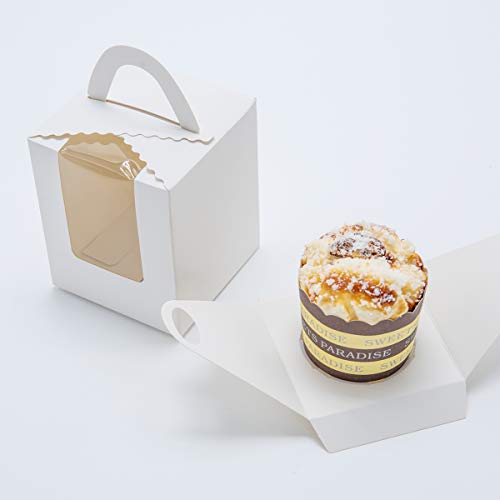 25 Pack Portable Cupcake Boxes Containers With PVC Window Candy Box