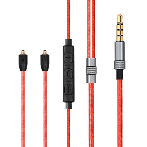 SE535 Cord with Microphone Compatible with SHURE SE215 SE846 SE425 SE535LTD-J SE315 YINYOO PRO H5 HQ5 Better Earphones (Red)