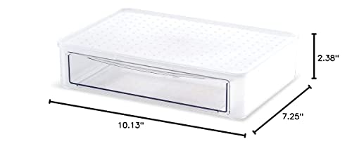 Madesmart Plastic Stacking Pull-Out Drawer for Bathroom Storage, Stackable Bathroom Organizer Drawer with Clear Front, Frost