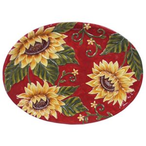 certified international sunset sunflower oval platter 16" x 12",one size, multicolored