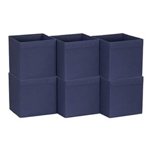 household essentials 87-1 foldable fabric storage bins | set of 6 cubby cubes with flap handle, navy blue