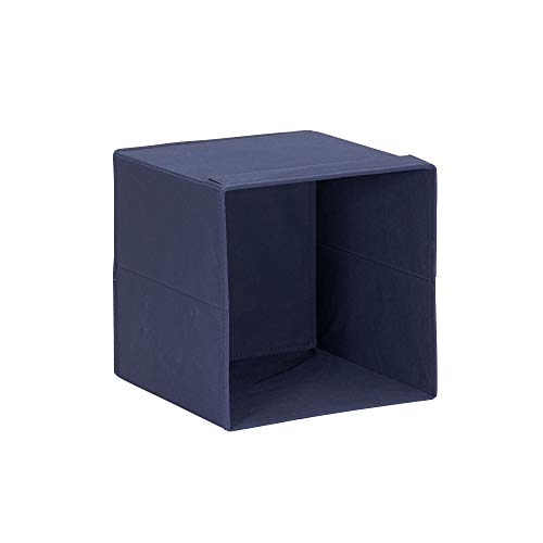 Household Essentials 87-1 Foldable Fabric Storage Bins | Set of 6 Cubby Cubes with Flap Handle, Navy Blue