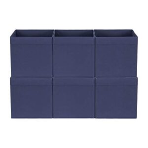 Household Essentials 87-1 Foldable Fabric Storage Bins | Set of 6 Cubby Cubes with Flap Handle, Navy Blue