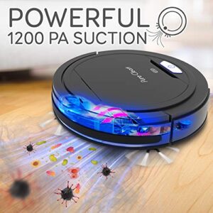 SereneLife Pure Clean Robot Vacuum Cleaner - Upgraded Lithium Battery 90 Min Run Time - Automatic Bot Self Detects Stairs Pet Hair Allergies Friendly Robotic Home Cleaning for Carpet Hardwood Floor