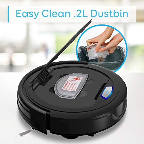 SereneLife Pure Clean Robot Vacuum Cleaner - Upgraded Lithium Battery 90 Min Run Time - Automatic Bot Self Detects Stairs Pet Hair Allergies Friendly Robotic Home Cleaning for Carpet Hardwood Floor