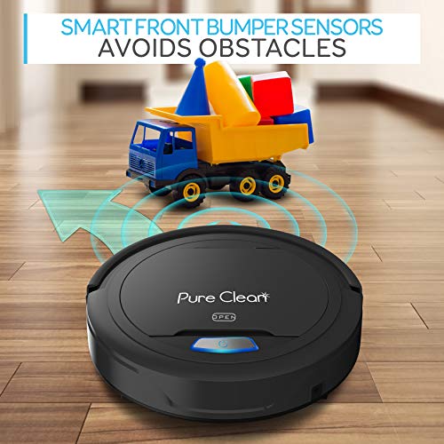 SereneLife Pure Clean Robot Vacuum Cleaner - Upgraded Lithium Battery 90 Min Run Time - Automatic Bot Self Detects Stairs Pet Hair Allergies Friendly Robotic Home Cleaning for Carpet Hardwood Floor