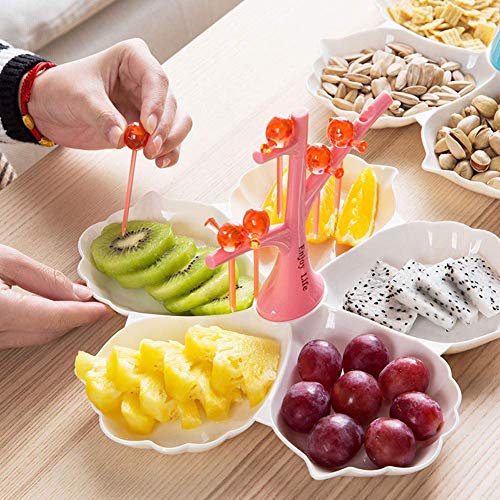 Serving Platter Tray with Bird Shape Food Picks Fruit Snakes Container