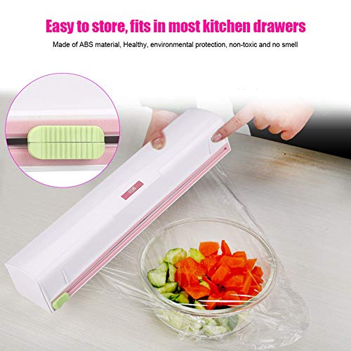 Food Wrap Cutter, Home Plastic Food Wrap Dispenser Cutter Foil and Cling Film Cutter Kitchen Storage Accessories