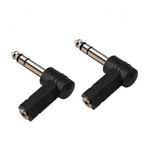 oxsubor 1/4 inch trs to 3.5mm right angle adapter,6.35mm male to 3.5mm female 90 degree stereo headphone audio adaptor converter connector (1/4'' trs right angle adapter (2pcs)