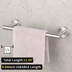 GERZ Contemporary 12-Inch Towel Bar Bath Hand Towel Holder Brushed Stainless Steel Wall Mounted Bathroom Organizer Brushed