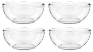 clear glass bowls, 6 in. for kitchen prep, dessert, dips, soups, salads, cereal, and candy dishes or nut bowls (4)