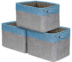 sorbus cubby storage organizer 15 inch - big sturdy collapsible storage bins with dual handles - foldable baskets for organizing - decorative storage bins for shelves at home & office - 3 pack| aqua