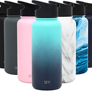 Simple Modern 32oz Water Bottle, Insulated Reusable Wide Mouth Stainless Steel Metal Flask 1 Liter Thermos with Flip Lid, Ombre: Bermuda Deep