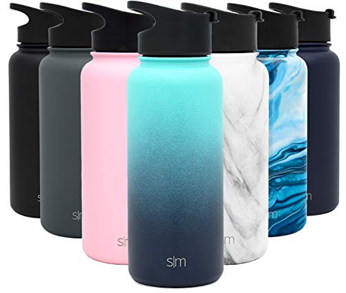 Simple Modern 32oz Water Bottle, Insulated Reusable Wide Mouth Stainless Steel Metal Flask 1 Liter Thermos with Flip Lid, Ombre: Bermuda Deep