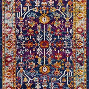 Hauteloom Istanbul Collection Bohemian, Boho Area Rug for Living Room Bedroom - Traditional Oriental Style - Vintage Distressed - Orange, Red, Blue, Colorful - 5'3" x 7'3"