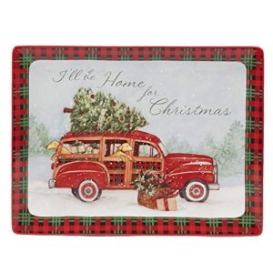 certified international home for christmas rectangular platter 16" x 12" servware, serving accessories, one size, multicolor