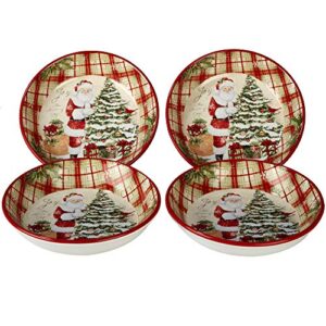 certified international holiday wishes 9.25" soup/pasta bowls, set of 4, one size, multicolor,22825set4