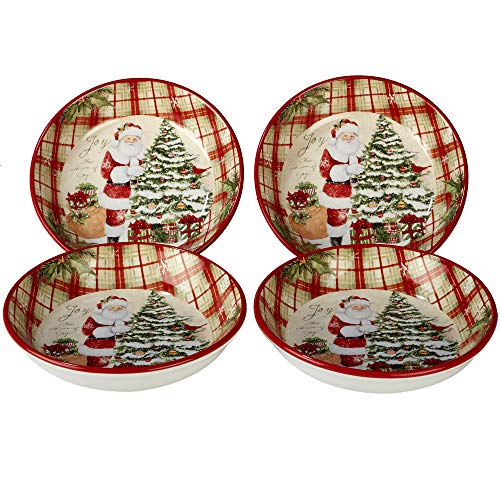 Certified International Holiday Wishes 9.25" Soup/Pasta Bowls, Set of 4, One Size, Multicolor,22825SET4