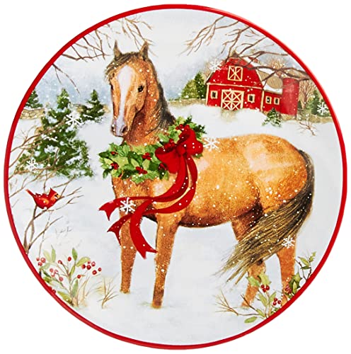 Certified International Christmas on the Farm 2-Tier Server (7" and 9" plate), One Size, Mulicolored,22814