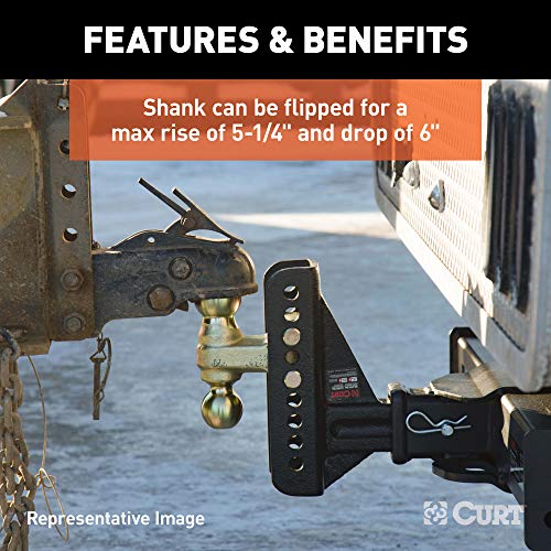 CURT 45908 Adjustable Pintle Hitch Combination, 2-1/2-Inch Receiver, 6-Inch Drop, 2-5/16-Inch Ball, 20,000 lbs, CARBIDE BLACK POWDER COAT