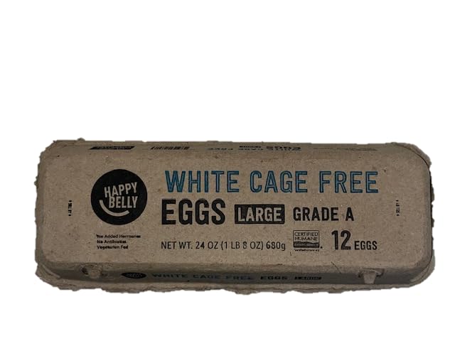 Amazon Brand - Happy Belly Cage-Free, Large, White Eggs, 1 Dozen (Packaging May Vary)