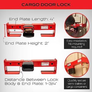 Equipment Lock Cargo Door Lock - Combination - Steel Cargo Door Lock - Truck Accessories and Storage - Maximum Security Door Lock - for Semi Trailer Trucks and Containers - Red (CDL-C)