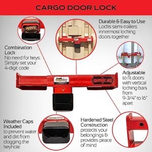 Equipment Lock Cargo Door Lock - Combination - Steel Cargo Door Lock - Truck Accessories and Storage - Maximum Security Door Lock - for Semi Trailer Trucks and Containers - Red (CDL-C)