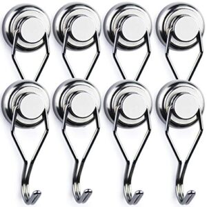 lovimag swivel swing strong magnetic hooks, 60lbs magnetic hooks heavy duty for cruise, home, kitchen, workplace, office and garage, 67.5mm(2.66in) in length - pack of 8