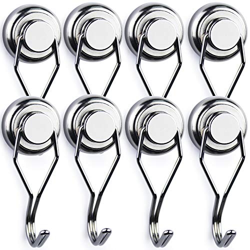 LOVIMAG Swivel Swing Strong Magnetic Hooks, 60LBS Magnetic Hooks Heavy Duty for Cruise, Home, Kitchen, Workplace, Office and Garage, 67.5mm(2.66in) in Length - Pack of 8