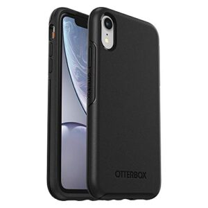 otterbox iphone xr symmetry series case - black, ultra-sleek, wireless charging compatible, raised edges protect camera & screen