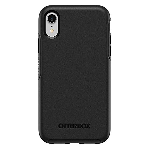OtterBox iPhone XR Symmetry Series Case - BLACK, ultra-sleek, wireless charging compatible, raised edges protect camera & screen