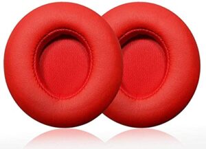 replacement ear pads ear cushion kit memory foam earpads compatible with beats solo 2 solo 3 wireless headphones with soft protein leather (red)