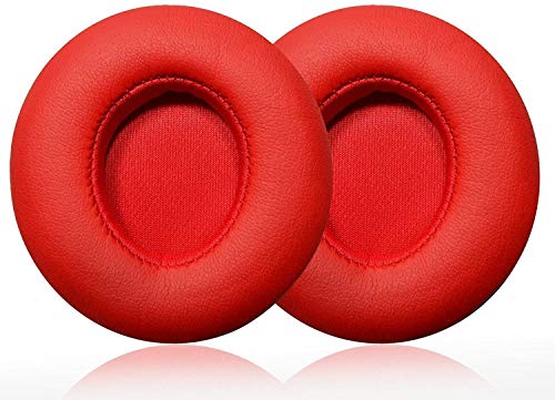 Replacement Ear Pads Ear Cushion Kit Memory Foam Earpads Compatible with Beats Solo 2 Solo 3 Wireless Headphones with Soft Protein Leather (Red)