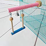 keersi wood perch toy with bell for bird parrot parakeet cockatiel conure cockatoo african grey macaw eclectus amazon lovebird finch canary budgie cage stand swing